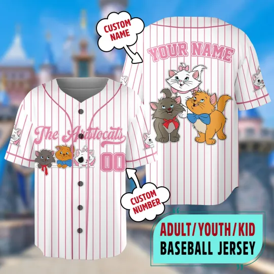 Discover Custom Disney The Aristocats Baseball Jersey Disney Marie Cats Jersey Team Disne