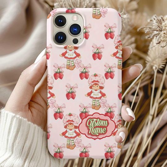 Custom Strawberry Shortcake Phone Case - Cartoon 80s Coquette Berry Tough Case for iPhone