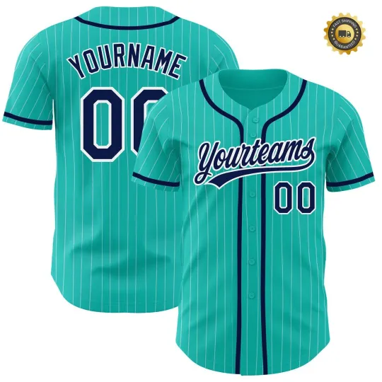 Discover Custom Aqua Pinstripe Baseball Jersey, Personalized Team Name and Number Sports Jersey