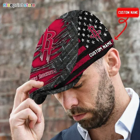 Discover Houston Team Rockets Jeff Cap NBA Newsboy Cap NBA Golf Cap NBA Flat Cap for men