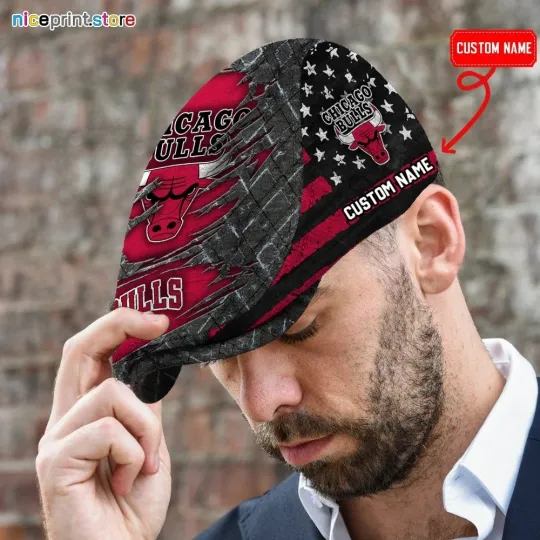 Discover Chicago Team Bulls Jeff Cap NBA Newsboy Cap NBA Golf Cap NBA Flat Cap for men