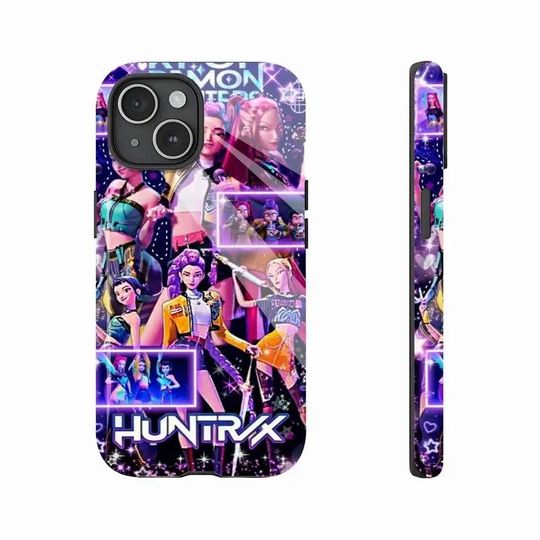 K-pop Demon Hunters Anime Collage Neon Glow iPhone Case