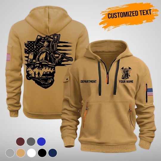 Discover Custom Firefighter love Quarter Zip Hoodie: Personalized Fire Department First Apparel