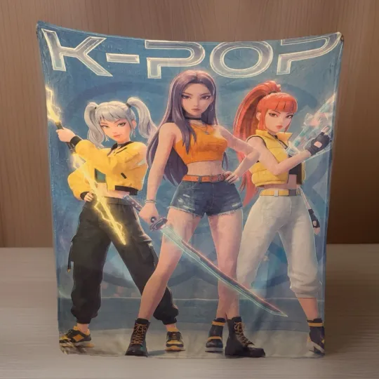 Discover K-pop Demon Hunters Fleece Blanket with Anime Girl Team