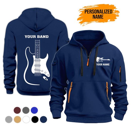Discover Custom Electric Guitar  Quarter Zip Work Hoodie: Personalized Music Lover Apparel