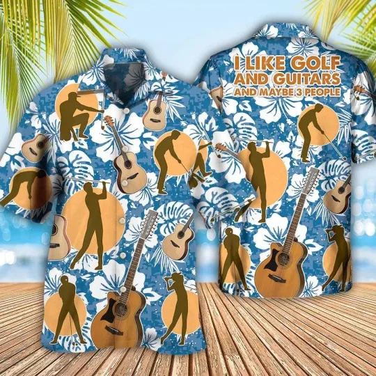 Discover Golf And Guitar Hawaiian Shirt For Summer  I Like Golf And Guitars Hawaiian Shi