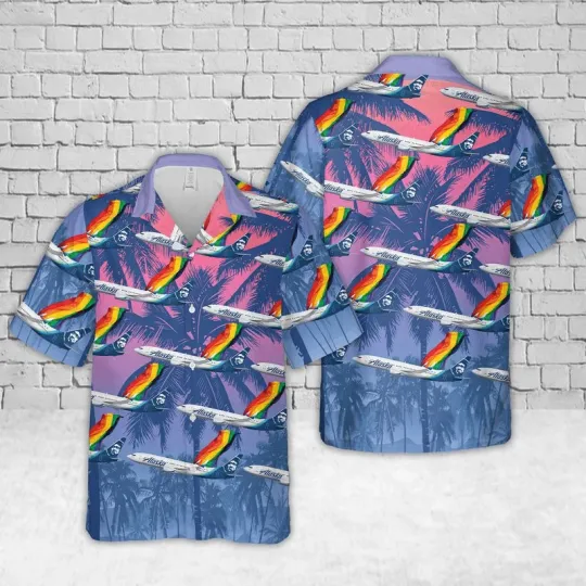 Discover LGBT Aloha Hawaiian Shirts For Summer Alaska Fly Colorful LGBT Rainbow Flag Hawa