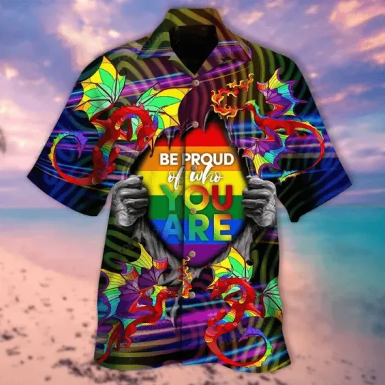 Discover LGBT Aloha Hawaiian Shirts For Summer Dragon Rainbow Colorful Of LGBT Hawaiian