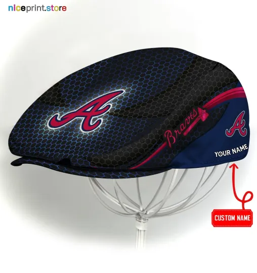 Discover Atlanta Team Braves Jeff Cap Newsboy Cap Golf Cap Driving Hat for Men