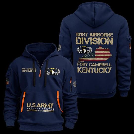 Custom US Navy Veteran Quarter Zip Hoodie: US Army  Uniform