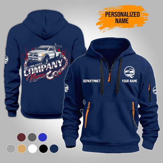 Discover Custom Logo Quarter Zip Work Hoodie: Personalized Mechanic Uniform