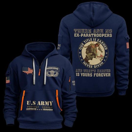 Custom US Navy Veteran Quarter Zip Hoodie: Proudly Served Design