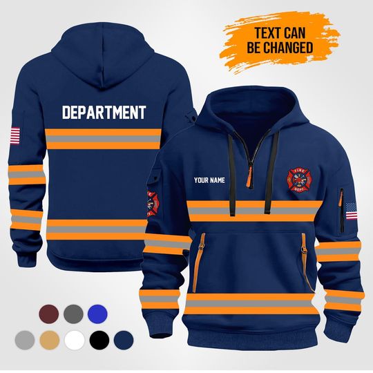 Discover Custom Love FireFighter Quarter Zip Work Hoodie: Personalized US Flag Heavy Equipment Operator Gift