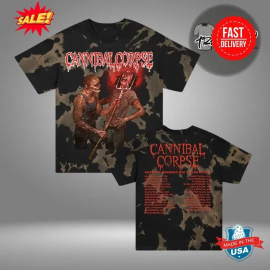 Cannibal Corpse North American Tour 2025 Merch Pitchfork Impalement 3D T Shirt