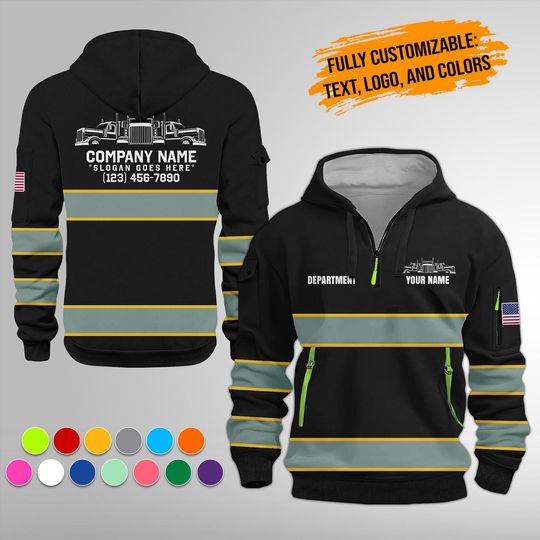 Discover Custom Trucking Lover Quarter Zip Work Hoodie: Uniform For Delivery Team Logistics Company
