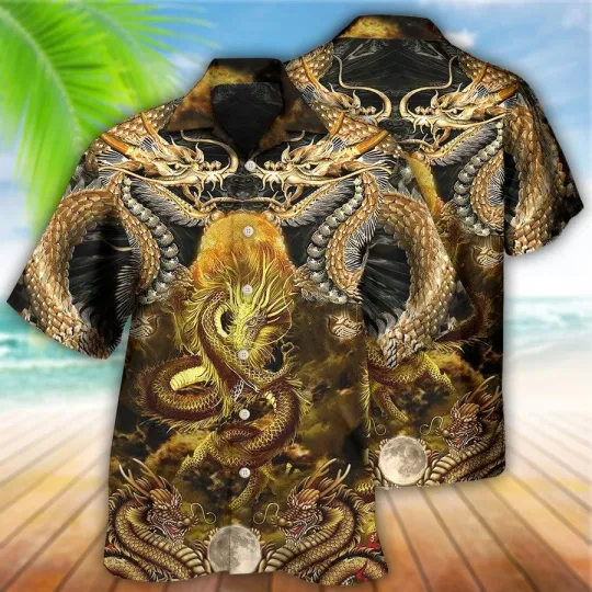 Discover Dragon Aloha Hawaiian Shirt For Summer Dragon Love Life To The Moon Hawaiian Shi