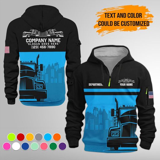 Discover Custom Tow TRuck Quarter Zip Work Hoodie: Uniform For Working Garage