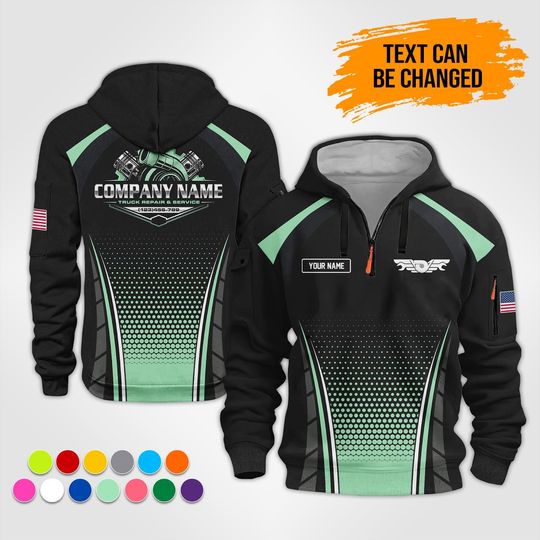 Discover Custom Diesel Turbo Mechanic Quarter Zip Work Hoodie: All Over Printed Uniform