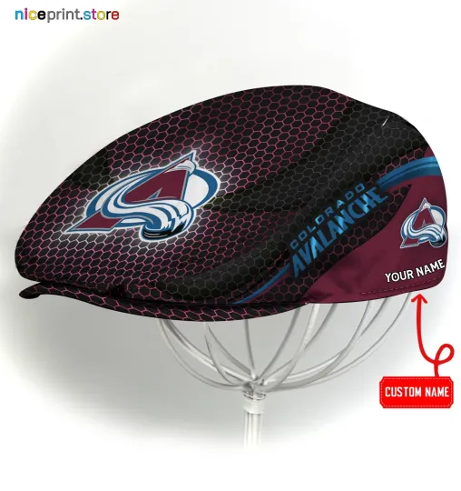 Discover Colorado Team Avalanche Jeff Cap NHL Newsboy Cap Golf Cap Driving Hat for Men