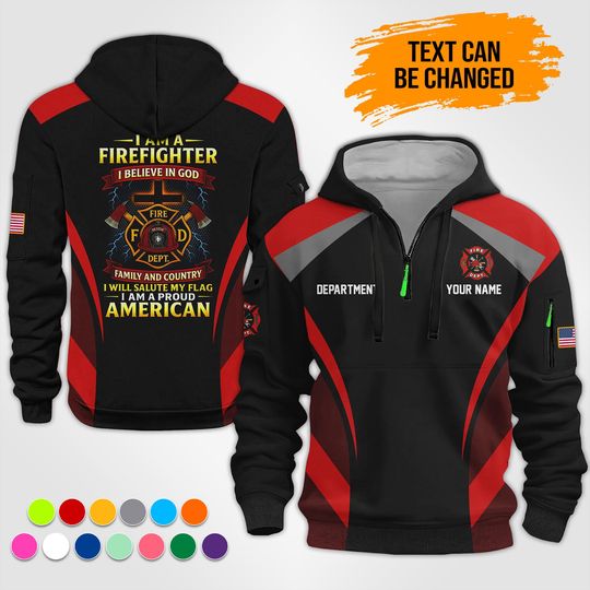 Discover Custom FireFighter Lover Quarter Zip Hoodie: Uniform For American FireFighter Union