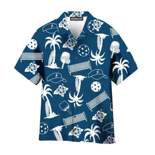 Discover Pickleball Blue Tropical Palm Tree Hawaiian Shirt Perfect Outfit For Men And Wom