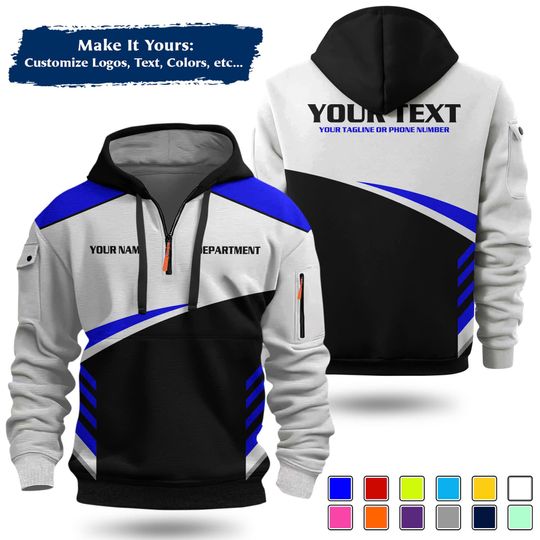Discover Personalized Work Hoodie with Name & Department | Custom Uniform Hoodie | Professional Workwear Pullover