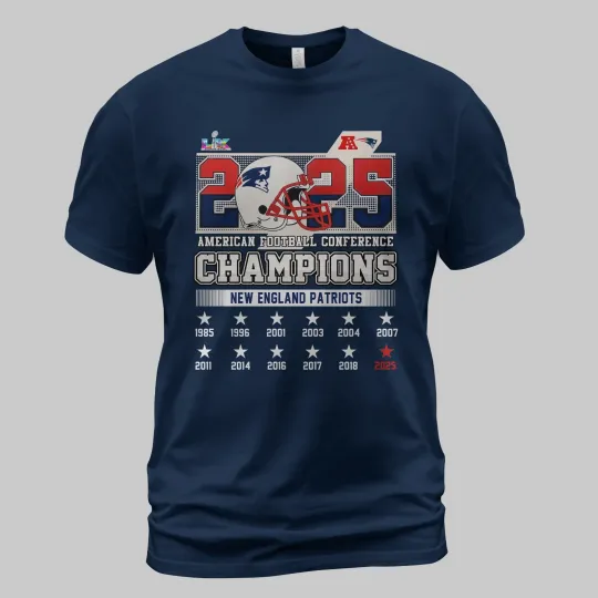 New England Patriots 2025 AFC Champions 12x TShirt