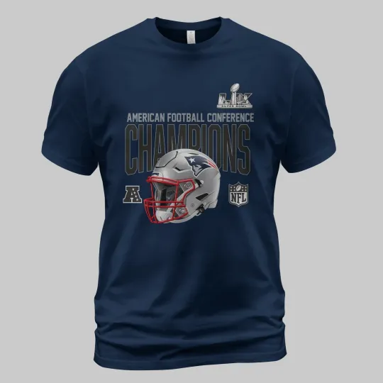 Discover New England Patriots 2025 AFC Champions Glory Shield TShirt, Size S to 5XL
