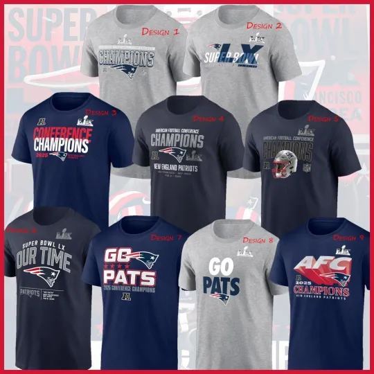 Discover FREESHIP - New England Patriots 2025 AFC Champions All Design One Side For Fans