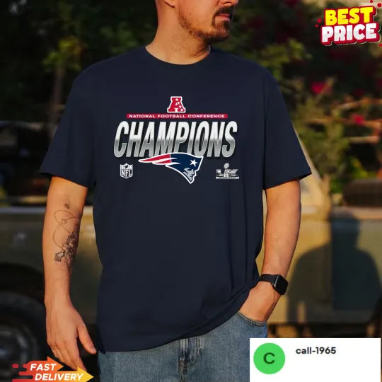 Discover New England Patriots 2025 AFC Conference Champions T-Shirt, Fan Gift All Sizes