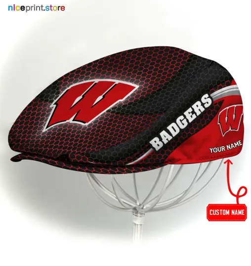 Discover Wisconsin Team Badgers Jeff Cap NCAA Newsboy Cap Golf Cap Driving Hat for Men