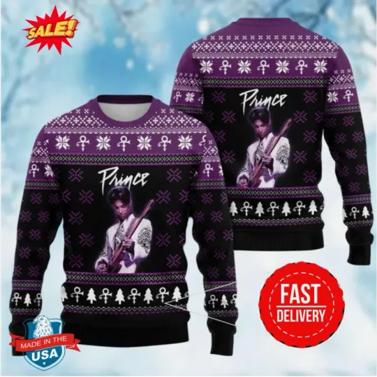 Prince Ugly Sweater, Prince Purple Christmas Sweater, Prince Rain Xmas Sweater