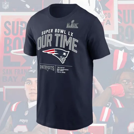 New England Patriots 2025 AFC Championship Super Bowl LX navy shirt