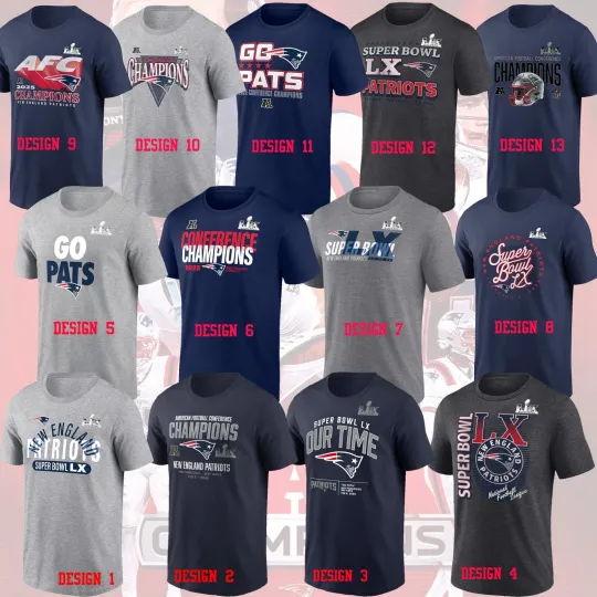 Discover New England Patriots 2025 AFC Champions & Super Bowl LX Game Shirt