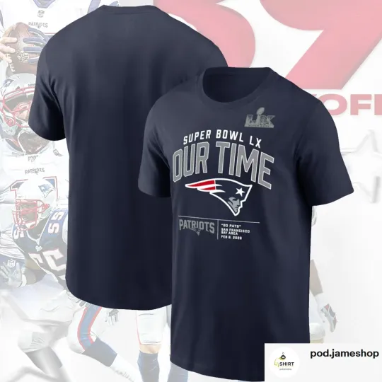 Discover New England Patriots Super Bowl LX Clear Sign Men's T-Shirt 2025 AFC Champions