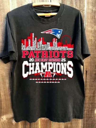 Discover New England Patriots football at AFC East Champions 2025 black shirt