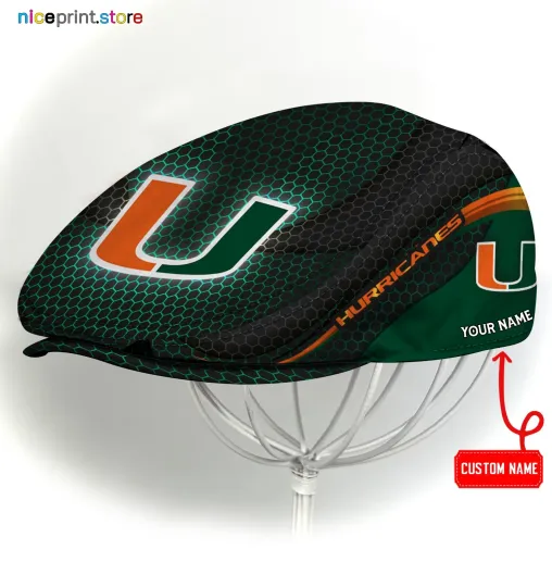 Discover Miami Team Hurricanes Jeff Cap NCAA Newsboy Cap Golf Cap Driving Hat for Men