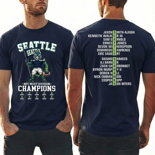 Seattle Seahawks 2025 NFC Seattle Football Nfc West Champs Shirt 2 Sided