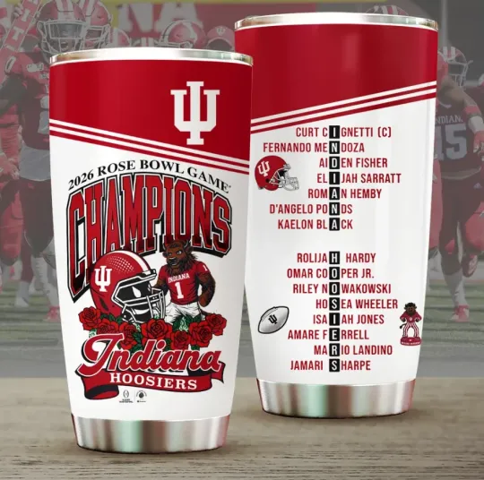Discover Indiana Hoosier Football 2026 Rose Bowl Champions 20Oz Tumbler Cup