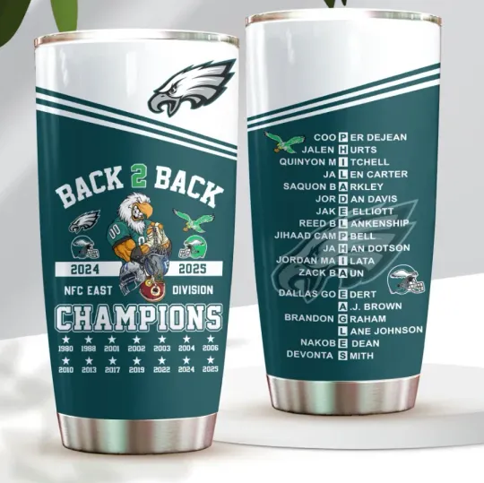 Discover Philadelphia Eagle 2025 Nfc East Division Champions Tumbler Cup 20Oz