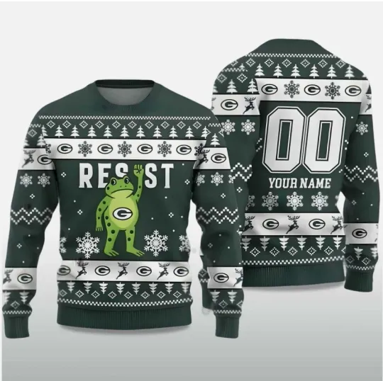 Discover 2025 Packers Frog Resist Ugly Christmas Freece Sweater Size XS-5XL