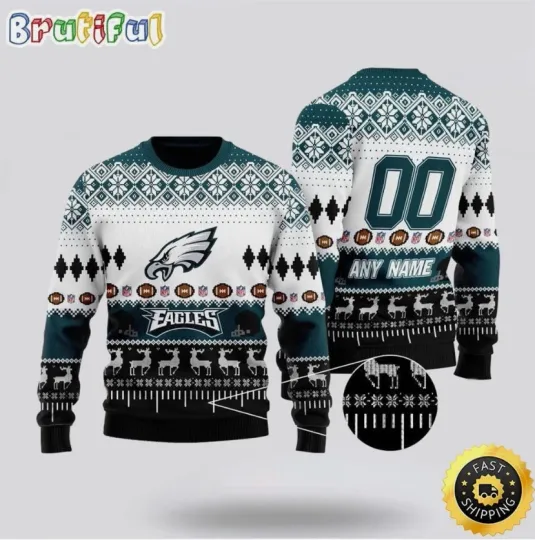 Discover Personalized Eagles Playing Field Ugly Christmas Sweater Size XS-5XL