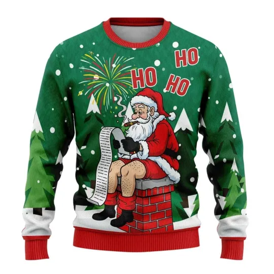 Discover Funny Ugly Christmas Sweater Reindeer Crewneck Pullover Unisex Holiday Gift