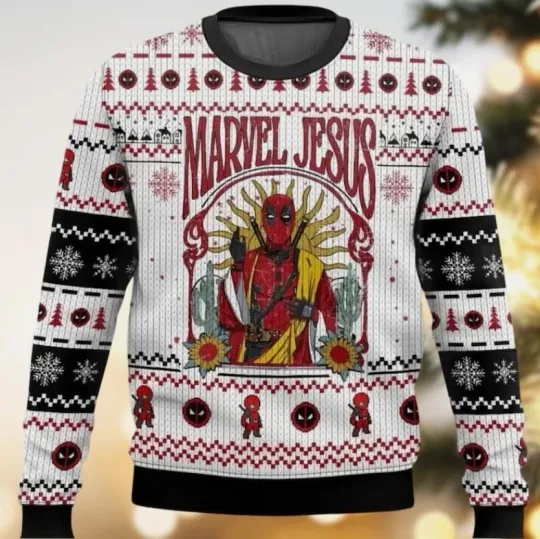 Jesus Deadpool Ugly Christmas Sweater All Sizes 3D Print