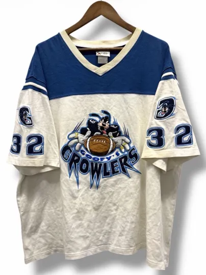 Discover Vintage 2000s Disney Goofy Growlers Football Jersey Shirt XXL Embroidered #32