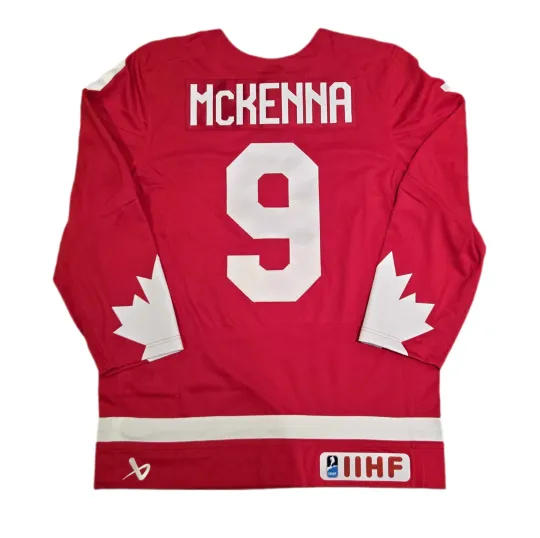 Discover Men's 2026 Team Canada Bauer IIHF Red Replica Hockey Jersey - Gavin McKenna