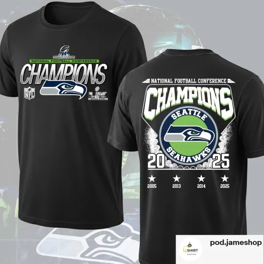 Discover Seattle Seahawk 2025 NFC Champions The Hawk Super 1Bowl LX Shirt