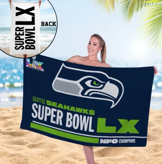 Discover Seattle NFC Champions Rectangular Beach Towel