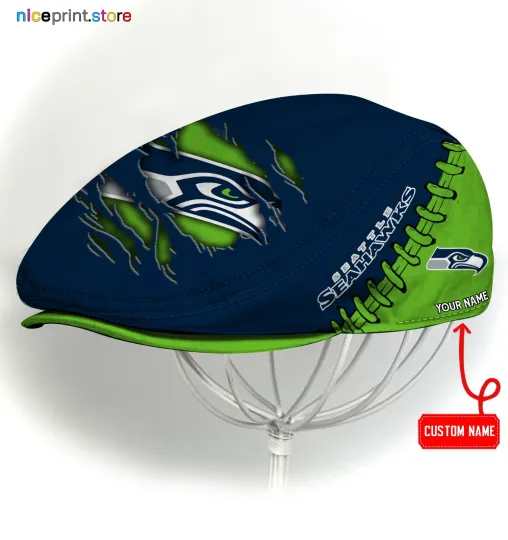 Seattle Team Seahawks Jeff Cap Seahawks Newsboy Cap Golf Cap Flat Cap for Men