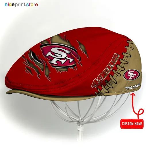 San Francisco Team 49ers Jeff Cap 49ers Newsboy Cap Golf Cap Flat Cap for Men